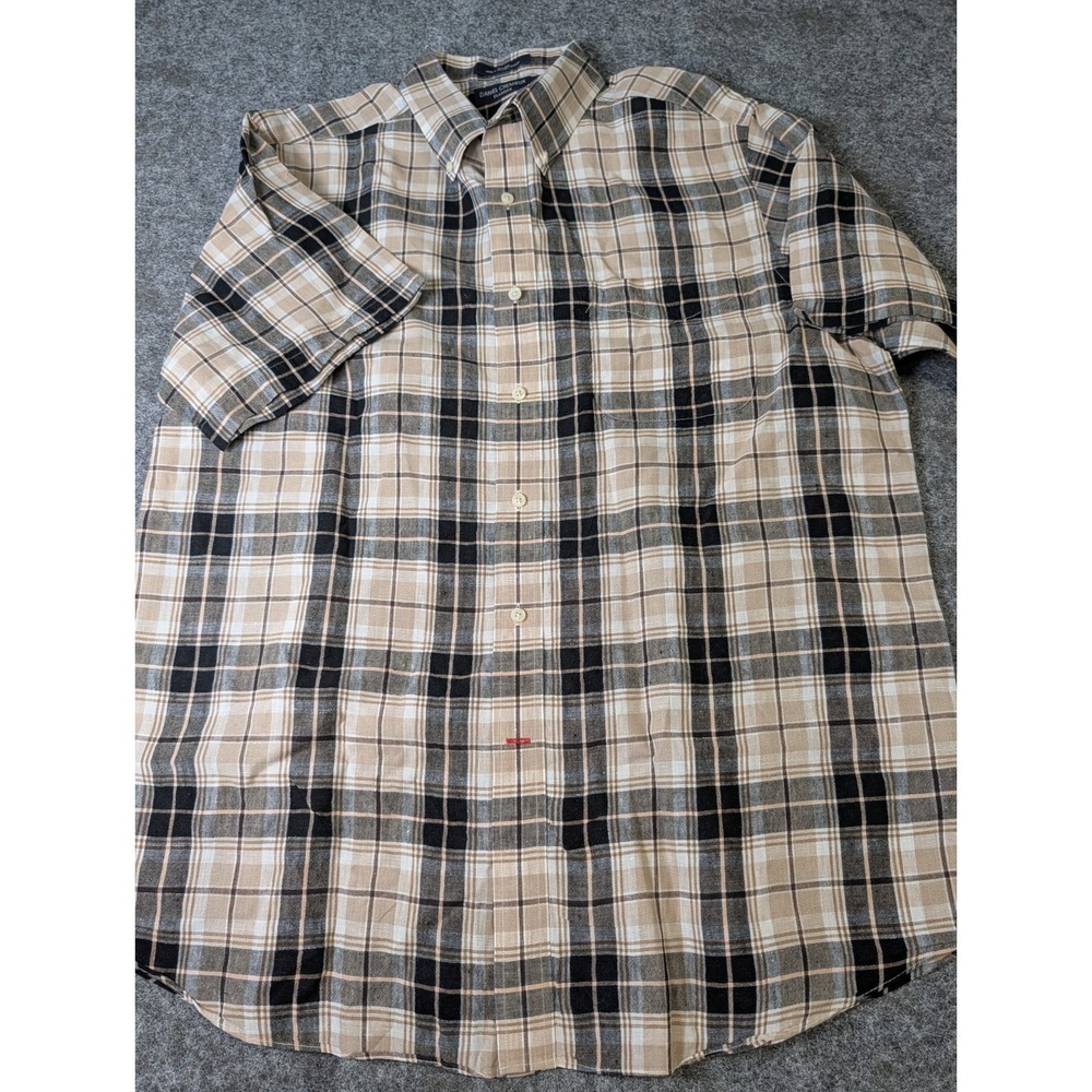 Daniel Cremieux Classics Men's XL Casual Shirt Linen Short Sleeve Plaid